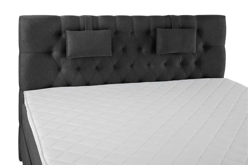 Lucky Komplett Sängpaket 160x200 Skum Diamant Sänggavel - Nackkudde Liten Svart/Grå - Möbler - Säng - Kontinentalsäng