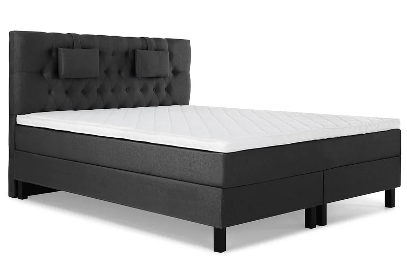 Lucky Komplett Sängpaket 160x200 Skum Diamant Sänggavel - Nackkudde Liten Svart/Grå - Möbler - Säng - Kontinentalsäng