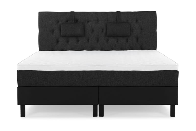 Lucky Komplett Sängpaket 160x200 Skum Diamant Sänggavel - Nackkudde Liten Svart/Grå/PU - Möbler - Säng - Kontinentalsäng