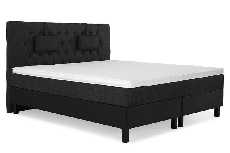 Lucky Komplett Sängpaket 160x200 Skum Diamant Sänggavel - Nackkudde Liten Svart/Grå/PU - Möbler - Säng - Kontinentalsäng