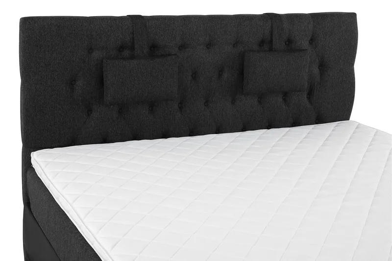 Lucky Komplett Sängpaket 160x200 Skum Diamant Sänggavel - Nackkudde Liten Svart/Grå/PU - Möbler - Säng - Kontinentalsäng
