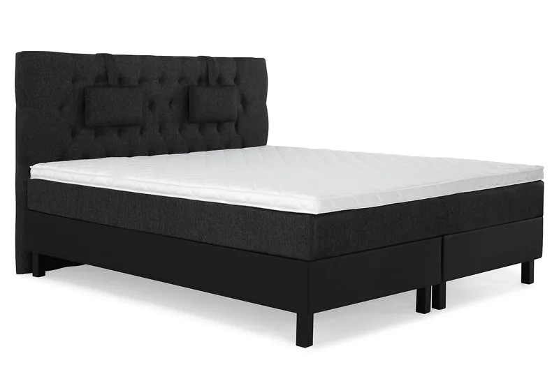 Lucky Komplett Sängpaket 160x200 Skum Diamant Sänggavel - Nackkudde Liten Svart/Grå/PU - Möbler - Säng - Kontinentalsäng