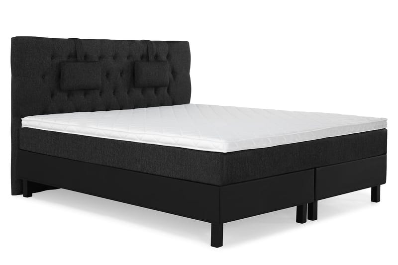 Lucky Komplett Sängpaket 160x200 Skum Diamant Sänggavel - Nackkudde Liten Svart/Grå/PU - Möbler - Säng - Kontinentalsäng