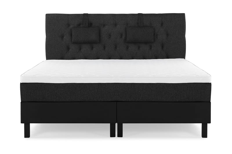 Lucky Komplett Sängpaket 160x200 Skum Diamant Sänggavel - Nackkudde Liten Svart/Grå/PU - Möbler - Säng - Kontinentalsäng