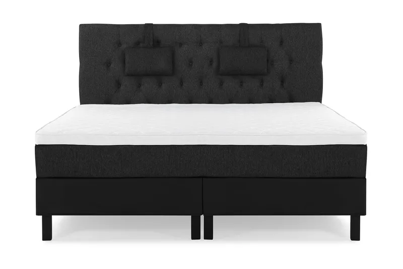 Lucky Komplett Sängpaket 160x200 Skum Diamant Sänggavel - Nackkudde Liten Svart/Grå/PU - Möbler - Säng - Kontinentalsäng