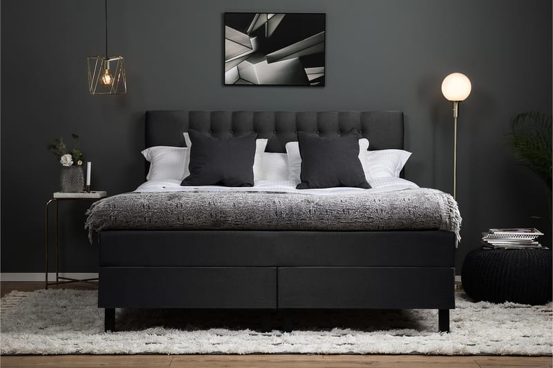 Lucky Komplett Sängpaket 160x200 Skum Diamant - Svart/Gr�å - Möbler - Säng - Komplett sängpaket