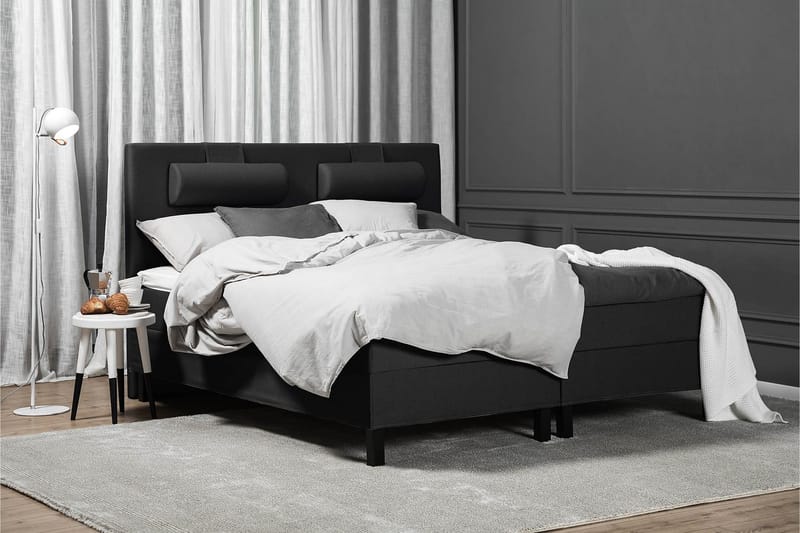 Lucky Komplett Sängpaket 160x200 Skum Slät - Nackkudde Stor Svart/Grå - Möbler - Säng - Kontinentalsäng