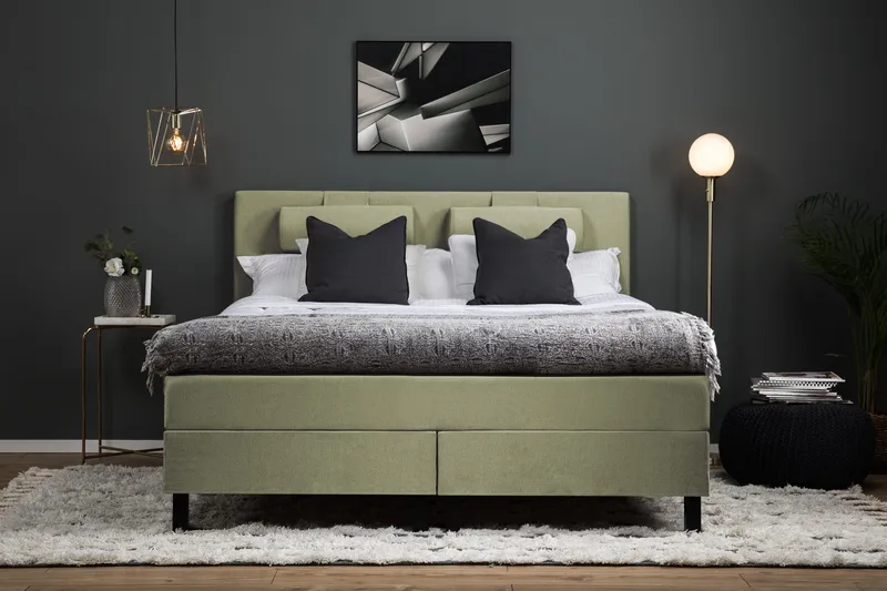 Lucky Komplett Sängpaket 160x200 Skum Slät Sänggavel - Nackkudde Stor Grön - Möbler - Säng - Kontinentalsäng