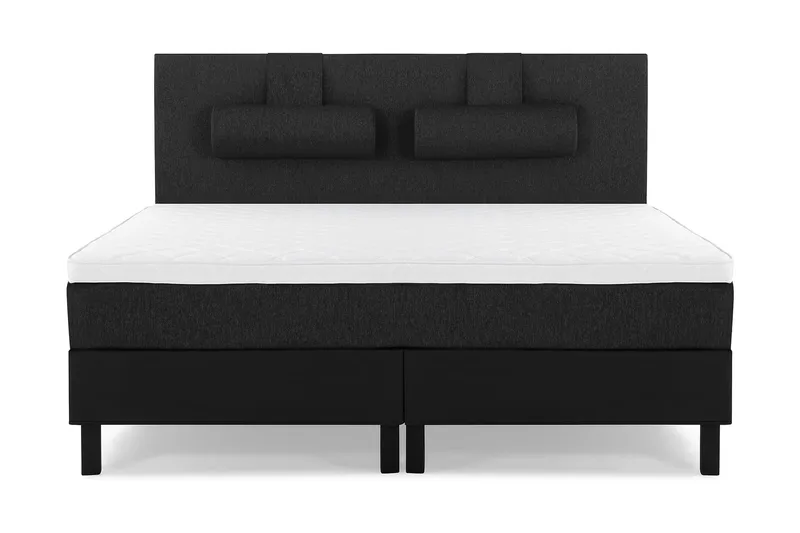 Lucky Komplett Sängpaket 160x200 Skum Slät Sänggavel - Nackkudde Stor Svart/Grå/PU - Möbler - Säng - Kontinentalsäng