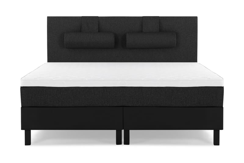 Lucky Komplett Sängpaket 160x200 Skum Slät Sänggavel - Nackkudde Stor Svart/Grå/PU - Möbler - Säng - Kontinentalsäng