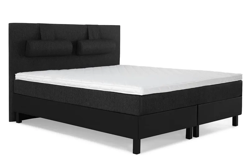 Lucky Komplett Sängpaket 160x200 Skum Slät Sänggavel - Nackkudde Stor Svart/Grå/PU - Möbler - Säng - Kontinentalsäng