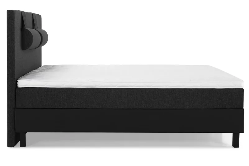 Lucky Komplett Sängpaket 160x200 Skum Slät Sänggavel - Nackkudde Stor Svart/Grå/PU - Möbler - Säng - Kontinentalsäng