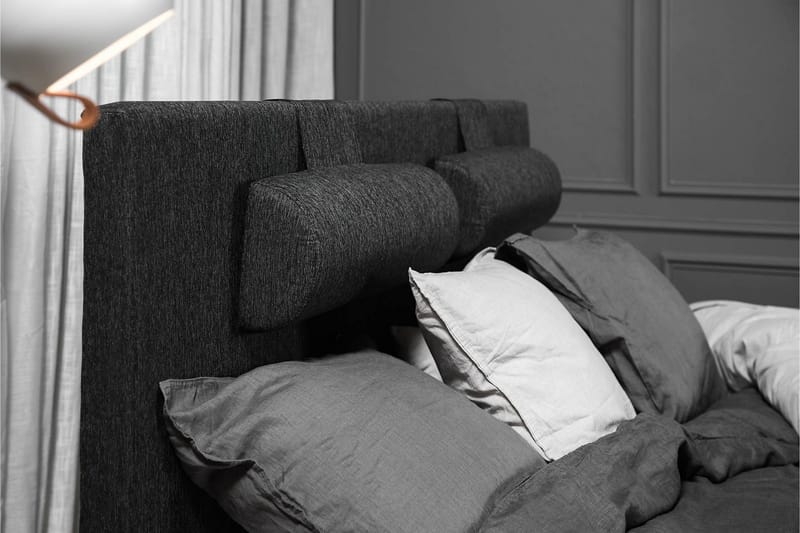 Lucky Komplett Sängpaket 160x200 Skum Slät Sänggavel - Nackkudde Stor Svart/Grå/PU - Möbler - Säng - Kontinentalsäng