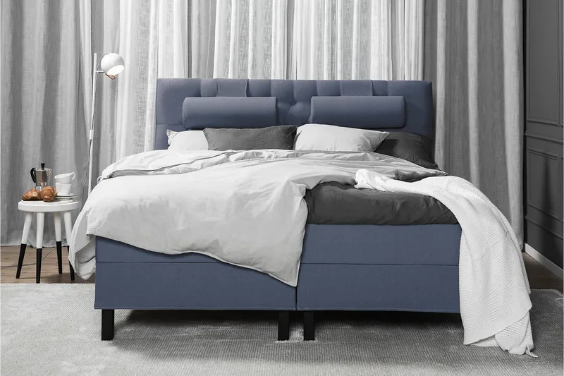 Lucky Komplett Sängpaket 180x200 Latex Diamant Sänggavel - Mörkblå - Möbler - Säng - Kontinentalsäng