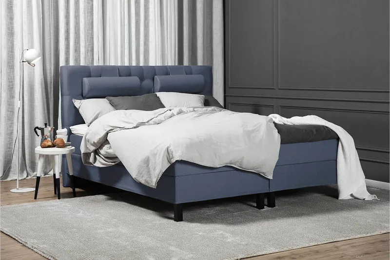 Lucky Komplett Sängpaket 180x200 Latex Diamant Sänggavel - Mörkblå - Möbler - Säng - Kontinentalsäng