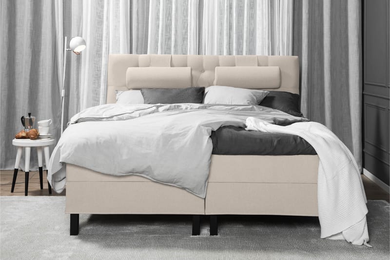 Lucky Komplett Sängpaket 180x200 Latex Diamant Sänggavel - Nackkudde Stor Beige - Möbler - Säng - Komplett sängpaket