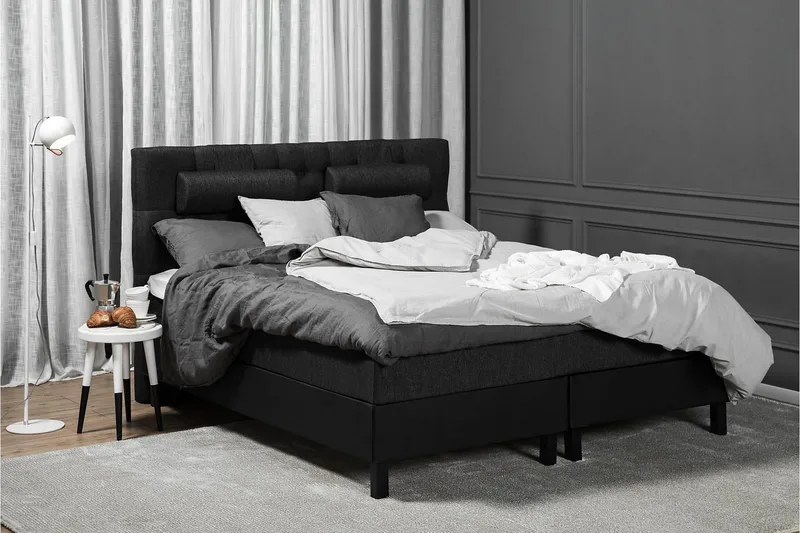 Lucky Komplett Sängpaket 180x200 Latex Diamant - Svart/Grå/PU - Möbler - Säng - Kontinentalsäng