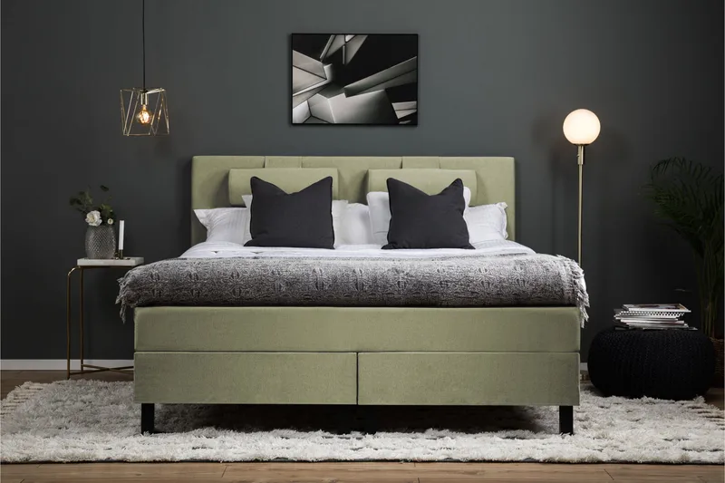 Lucky Komplett Sängpaket 180x200 Latex Slät Sänggavel - Nackkudde Stor Grön - Möbler - Säng - Kontinentalsäng