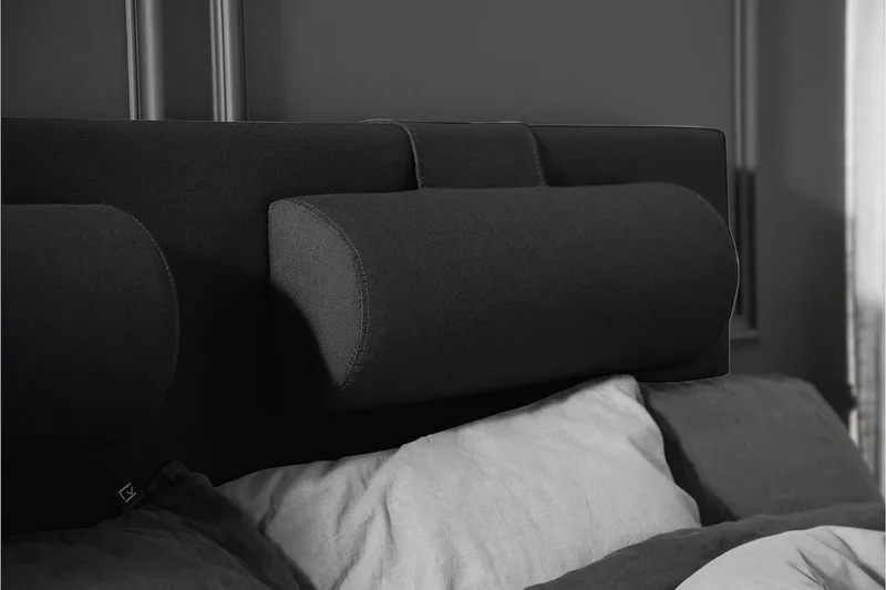 Lucky Komplett Sängpaket 180x200 Latex Slät Sänggavel - Svart/Grå - Möbler - Säng - Kontinentalsäng