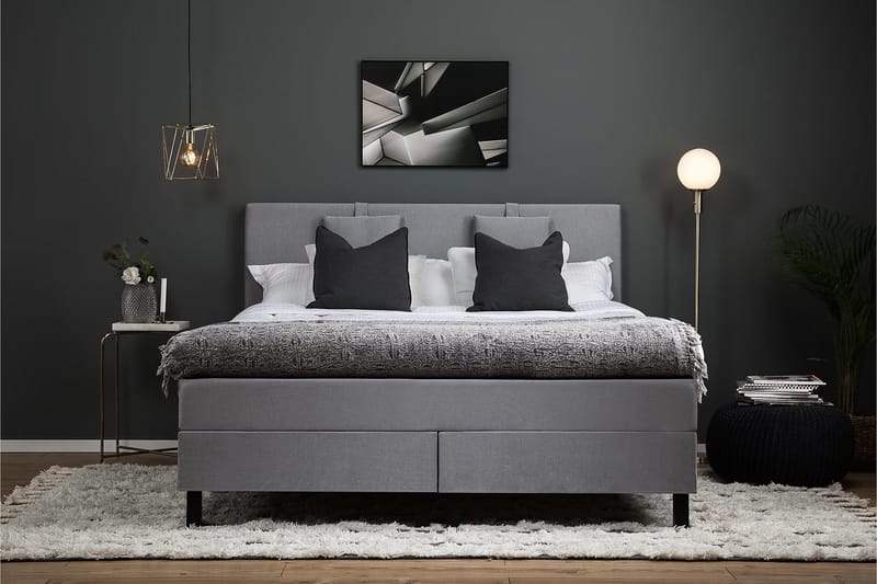 Lucky Komplett Sängpaket 180x200 Memory Slät - Nackkudde Liten Mellangrå - Möbler - Säng - Kontinentalsäng