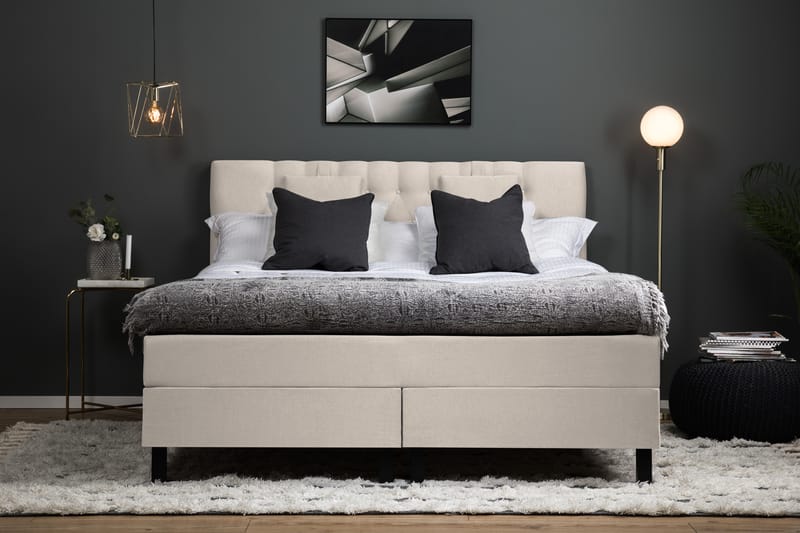 Lucky Komplett Sängpaket 180x200 Memory Slät Sänggavel  B - Beige - Möbler - Säng - Komplett sängpaket