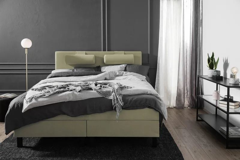 Lucky Komplett Sängpaket 180x200 Memory Slät Sänggavel - Grön - Möbler - Säng - Kontinentalsäng