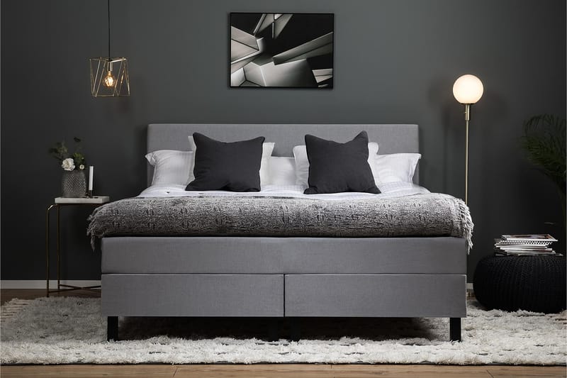 Lucky Komplett Sängpaket 180x200 Memory Slät Sänggavel - Mellangrå - Möbler - Säng - Kontinentalsäng
