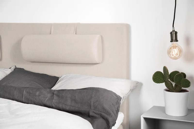 Lucky Komplett Sängpaket 180x200 Memory Slät Sänggavel - Nackkudde Liten Beige - Möbler - Säng - Kontinentalsäng