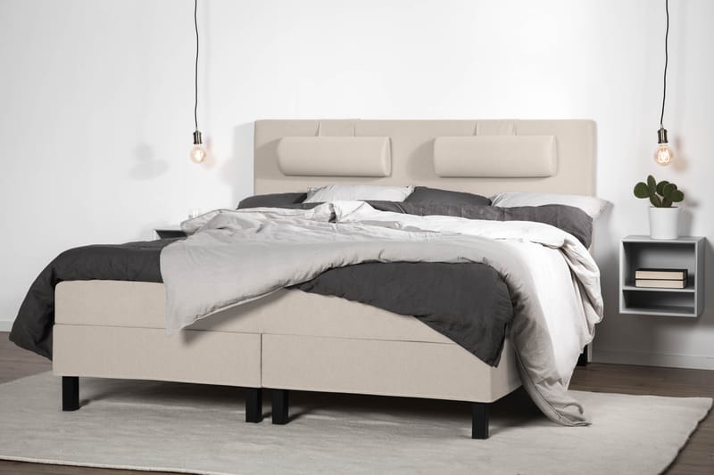 Lucky Komplett Sängpaket 180x200 Memory Slät Sänggavel - Nackkudde Stor Beige - Möbler - Säng - Komplett sängpaket