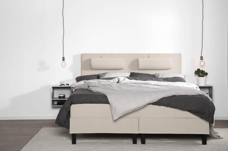Lucky Komplett Sängpaket 180x200 Memory Slät Sänggavel - Nackkudde Stor Beige - Möbler - Säng - Komplett sängpaket
