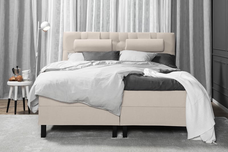 Lucky Komplett Sängpaket 180x200 Skum Diamant Sänggavel - Nackkudde Stor Beige - Möbler - Säng - Komplett sängpaket