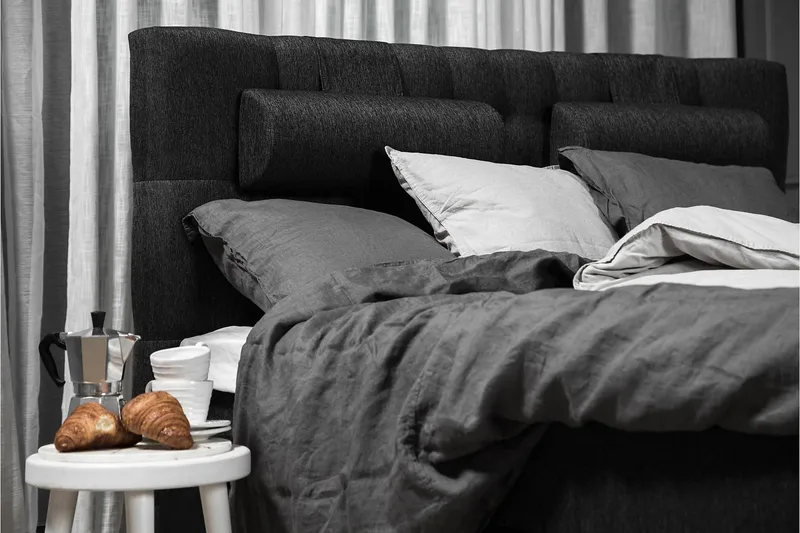 Lucky Komplett Sängpaket 180x200 Skum Diamant - Svart/Grå/PU - Möbler - Säng - Kontinentalsäng