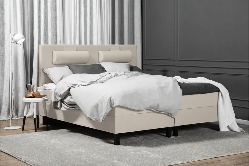 Lucky Komplett Sängpaket 180x200 Skum Slät Sänggavel - Beige - Möbler - Säng - Kontinentalsäng