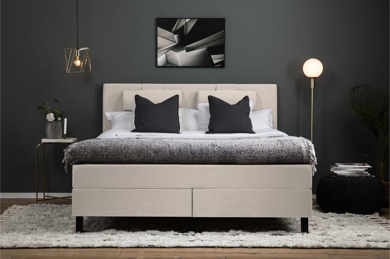 Lucky Komplett Sängpaket 180x200 Skum Slät Sänggavel - Beige - Möbler - Säng - Komplett sängpaket