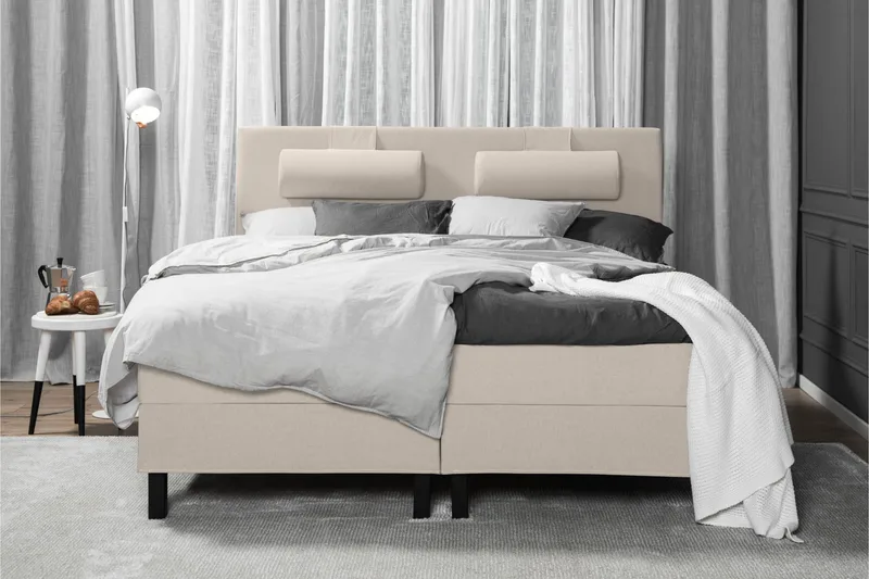 Lucky Komplett Sängpaket 180x200 Skum Slät Sänggavel - Beige - Möbler - Säng - Kontinentalsäng