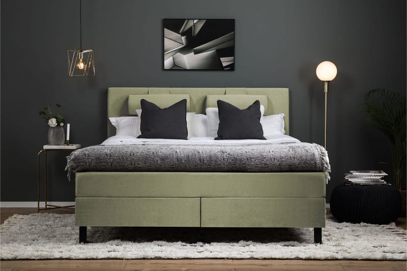 Lucky Komplett Sängpaket 180x200 Skum Slät Sänggavel - Grön - Möbler - Säng - Kontinentalsäng