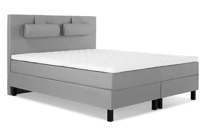Lucky Komplett Sängpaket 180x200 Skum Slät Sänggavel - Nackkudde Stor Mellangrå - Möbler - Säng - Kontinentalsäng