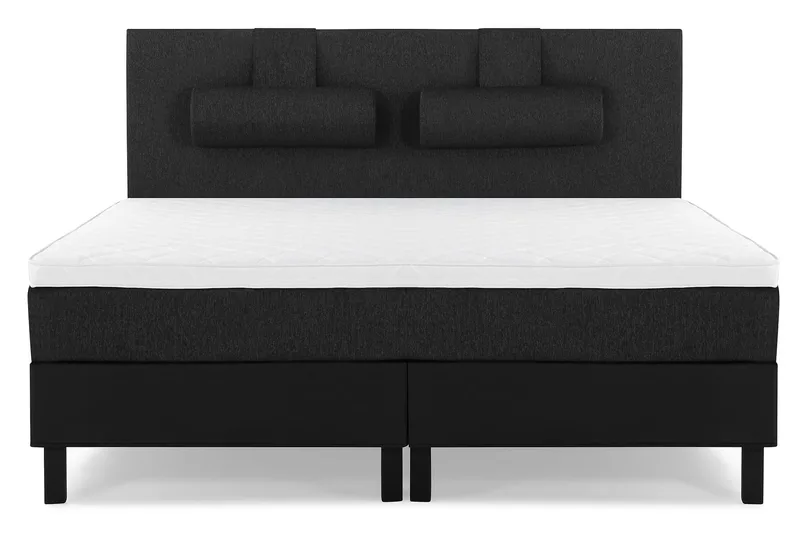 Lucky Komplett Sängpaket 180x200 Skum Slät Sänggavel - Nackkudde Stor Svart/Grå/PU - Möbler - Säng - Kontinentalsäng