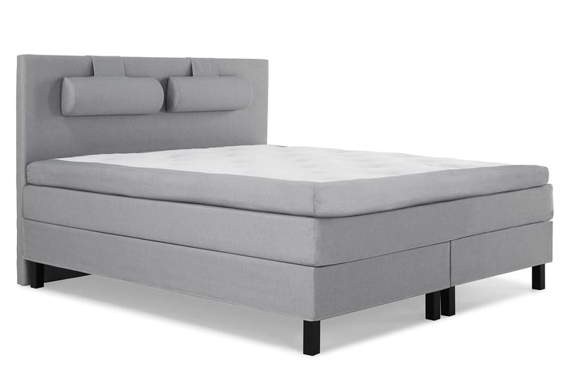 Lucky Komplett Sängpaket 180x200 Polyeter Slät Sänggavel - Nackkudde Stor Mellangrå - Möbler - Säng - Komplett sängpaket