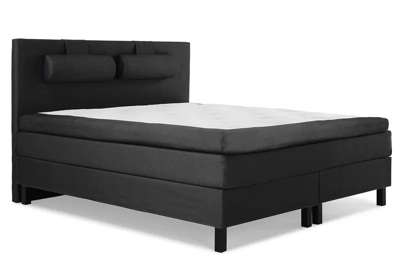 Lucky Komplett Sängpaket 180x200 Polyeter Slät  Sänggavel - Nackkudde Stor Svart/Grå - Möbler - Säng - Kontinentalsäng