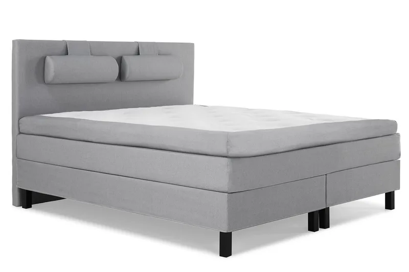 Lucky Komplett Sängpaket 180x200 Polyeter Slät Sänggavel - Nackkudde Stor Mellangrå - Möbler - Säng - Kontinentalsäng