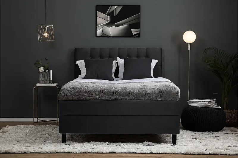 Lucky Kontinentalsäng 140x200Polyeter - Svart/Grå - Möbler - Säng - Kontinentalsäng