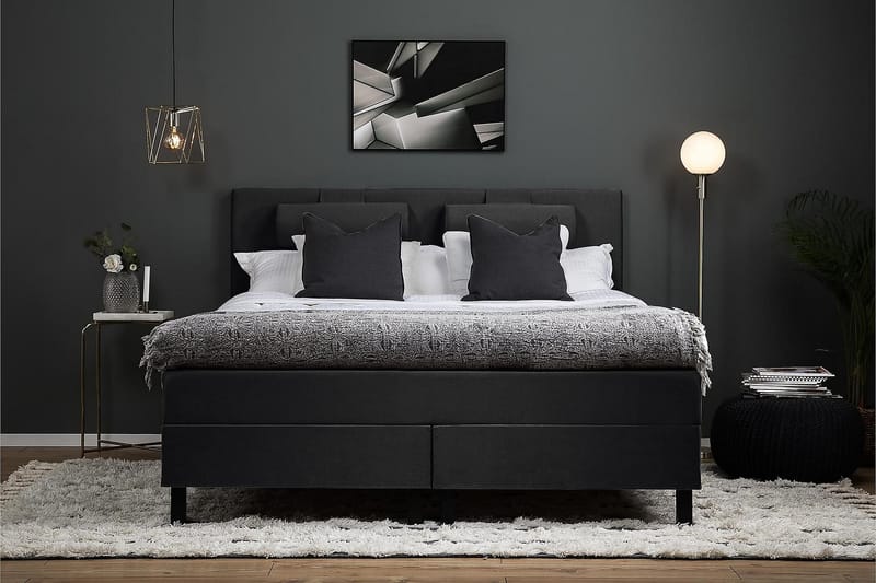 Lucky Kontinentalsäng 150x200 Polyester - Svart/Grå - Möbler - Säng - Komplett sängpaket