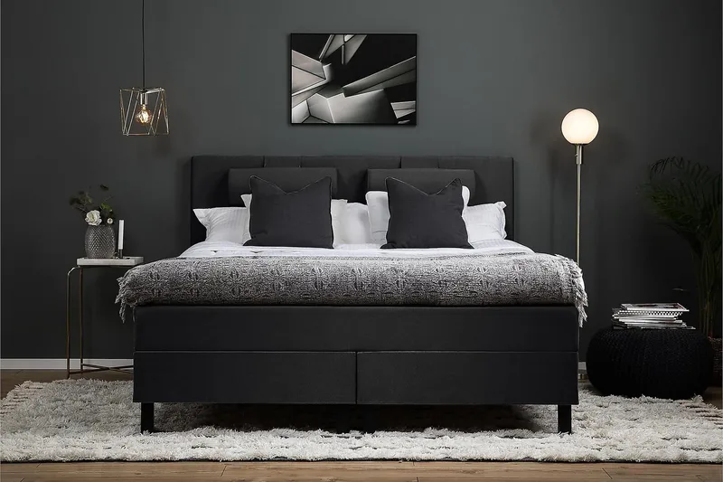 Lucky Kontinentalsäng 150x200 Polyester - Svart/Grå - Möbler - Säng - Kontinentalsäng