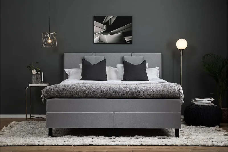 Lucky Kontinentalsäng 150x200Polyeter - Mellangrå - Möbler - Säng - Kontinentalsäng