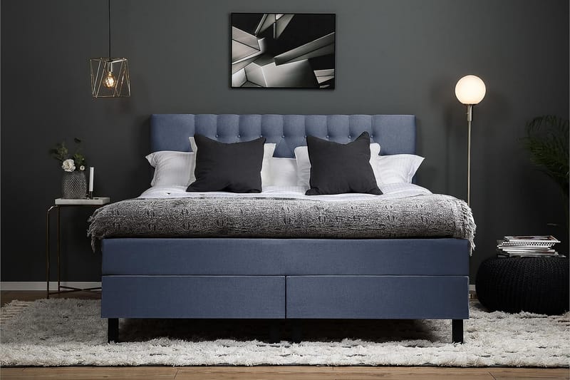 Lucky Kontinentalsäng 160x200 cm - Mörkblå - Komplett sängpaket - Kontinentalsäng - Dubbelsäng