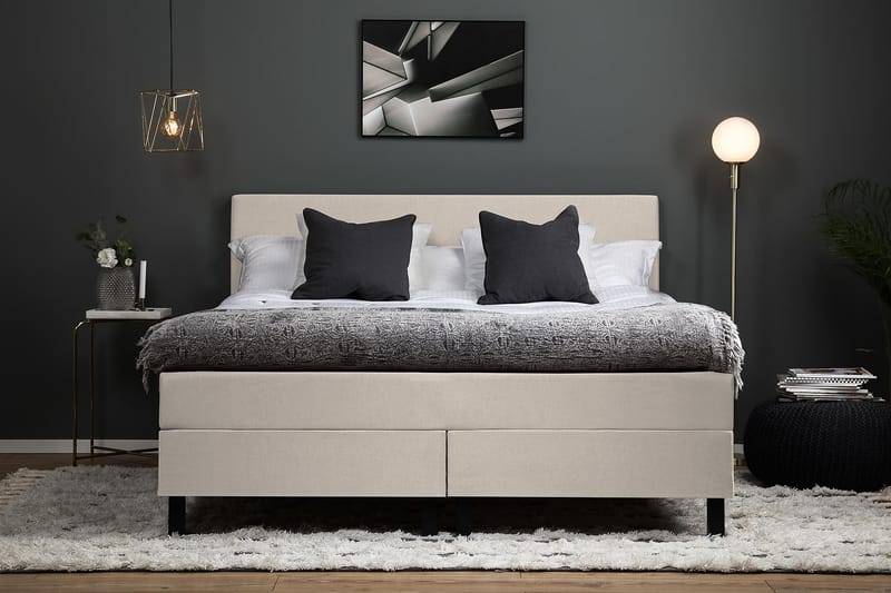 Lucky Kontinentalsäng 160x200Latexmadrass - Beige - Möbler - Säng - Komplett sängpaket