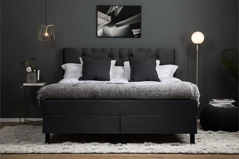 Lucky Kontinentalsäng 160x200Latexmadrass - Svart/Grå - Möbler - Säng - Komplett sängpaket