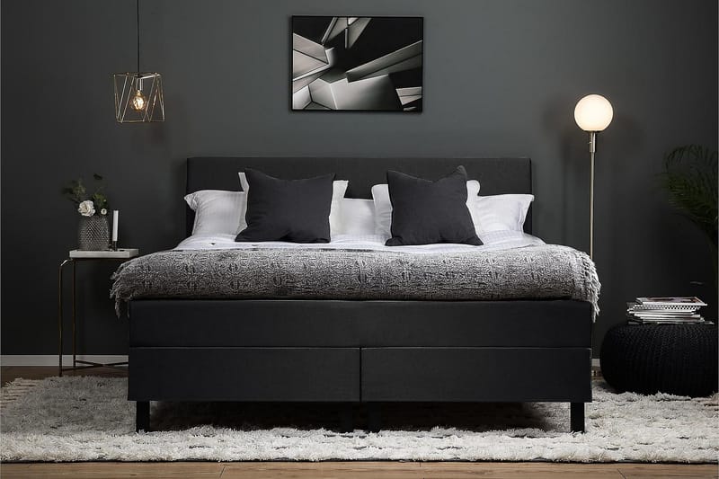 Lucky Kontinentalsäng 160x200Memorymadrass cm - Svart/Grå - Möbler - Säng - Kontinentalsäng