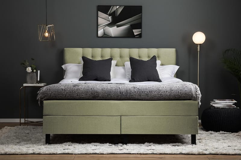 Lucky Kontinentalsäng 160x200Memorymadrass - Grön - Möbler - Säng - Kontinentalsäng